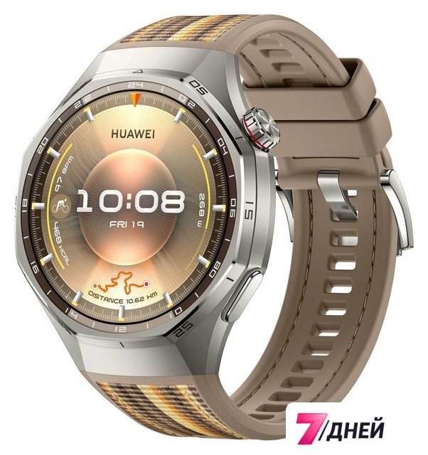 Умные часы Huawei Watch GT 6 Pro 46 мм (серебристый, с коричневым плетеным ремешком, международная версия) - Изображение №1 — Интернет-магазин 7 дней