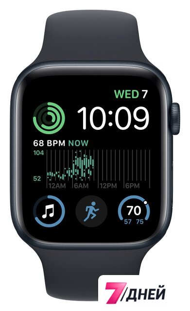 Умные часы Apple Watch SE 2 40 мм (алюминиевый корпус, полуночный/полуночный, спортивный силиконовый ремешок M/L) - Изображение №2 — Интернет-магазин 7 дней