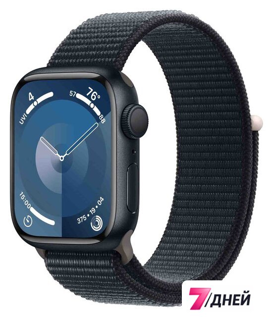 Умные часы Apple Watch Series 9 41 мм (алюминиевый корпус, полуночный/полуночный, нейлоновый ремешок) - Изображение №1 — Интернет-магазин 7 дней