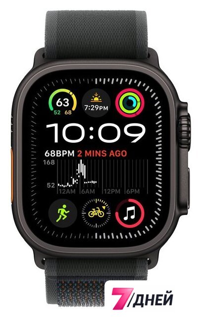 Умные часы Apple Watch Ultra 2 LTE 49 мм (титановый корпус, черный/черный, нейлоновый ремешок M/L) - Изображение №2 — Интернет-магазин 7 дней
