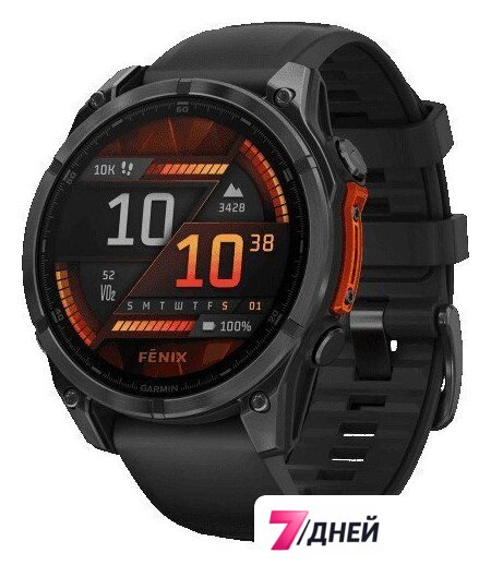 Умные часы Garmin Fenix 8 47мм (серый, черный силиконовый ремешок) - Изображение №1 — Интернет-магазин 7 дней