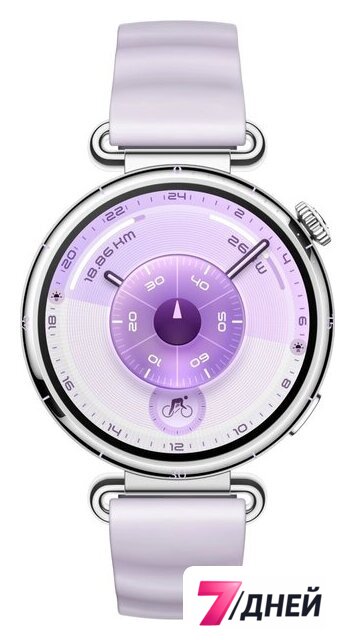 Умные часы Huawei Watch GT 6 41 мм (серебристый, с сиреневым силиконовым ремешком, международная версия) - Изображение №2 — Интернет-магазин 7 дней