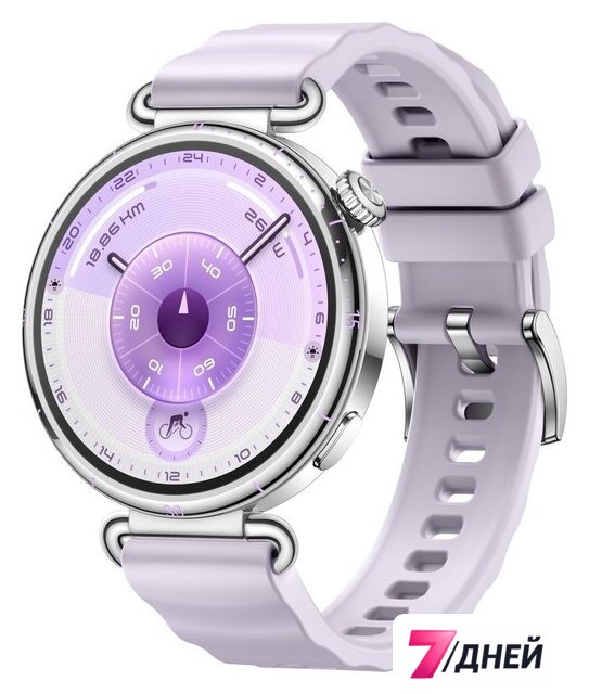 Умные часы Huawei Watch GT 6 41 мм (серебристый, с сиреневым силиконовым ремешком, международная версия) - Изображение №1 — Интернет-магазин 7 дней