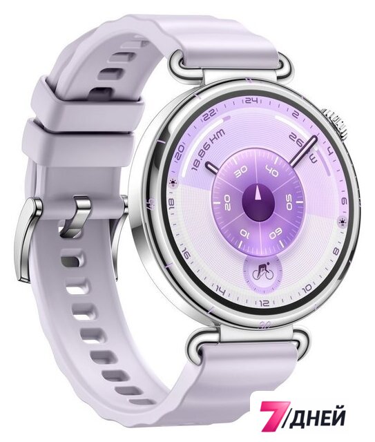 Умные часы Huawei Watch GT 6 41 мм (серебристый, с сиреневым силиконовым ремешком, международная версия) - Изображение №3 — Интернет-магазин 7 дней