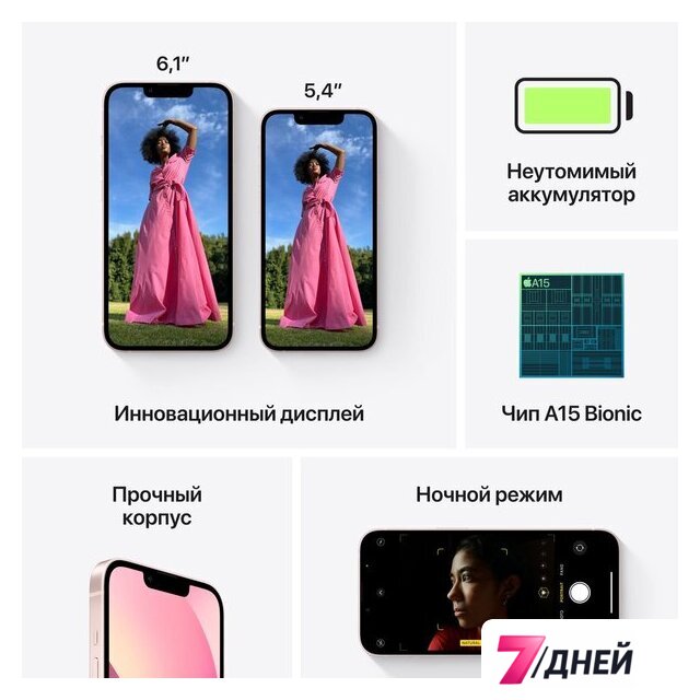Телефон Apple iPhone 13 128GB (розовый) - Изображение №7 — Интернет-магазин 7 дней