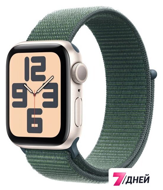 Умные часы Apple Watch SE 2 40 мм (алюминиевый корпус, звездный свет/зеленый, нейлоновый ремешок) - Изображение №1 — Интернет-магазин 7 дней