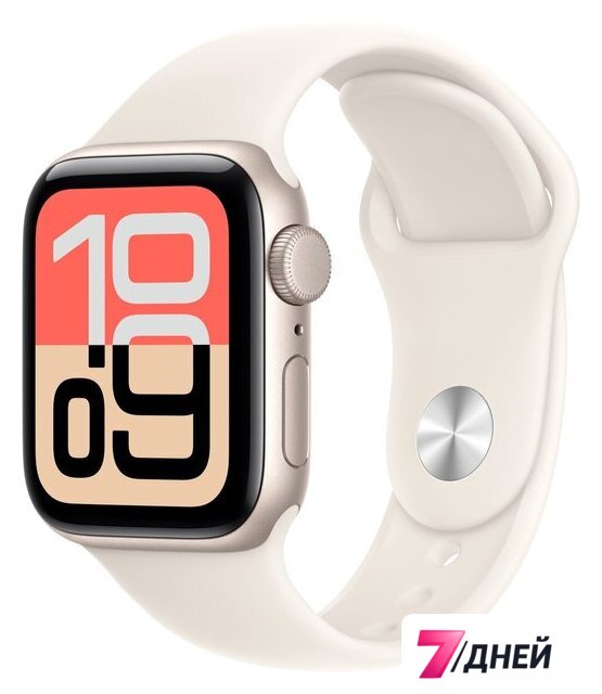 Умные часы Apple Watch SE 3 40 мм (алюминиевый корпус, звездный свет/звездный свет, спортивный силиконовый ремешок S/M) - Изображение №1 — Интернет-магазин 7 дней