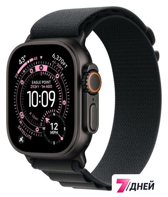 Умные часы Apple Watch Ultra 3 LTE 49 мм (титановый корпус, черный/черный, текстильный ремешок размера S) - Изображение №1 — Интернет-магазин 7 дней