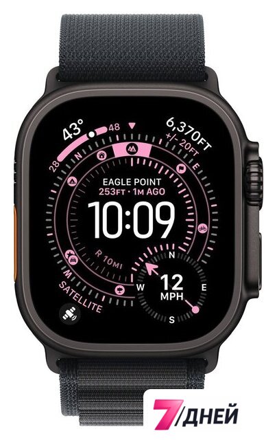 Умные часы Apple Watch Ultra 3 LTE 49 мм (титановый корпус, черный/черный, текстильный ремешок размера S) - Изображение №2 — Интернет-магазин 7 дней