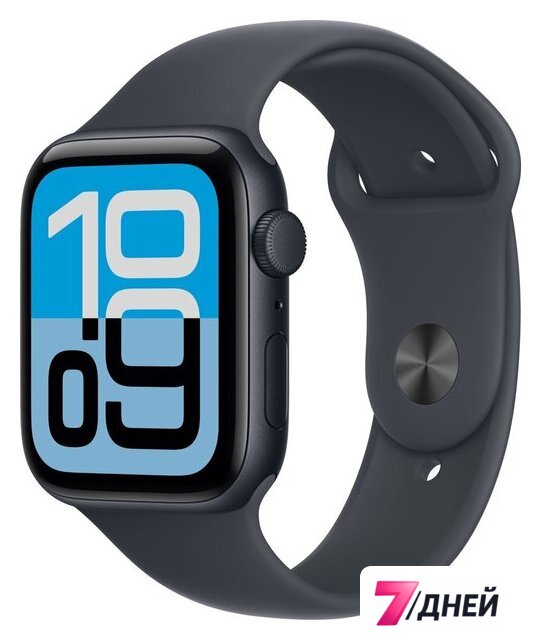 Умные часы Apple Watch SE 3 44 мм (алюминиевый корпус, полуночный/полуночный, спортивный силиконовый ремешок S/M) - Изображение №1 — Интернет-магазин 7 дней