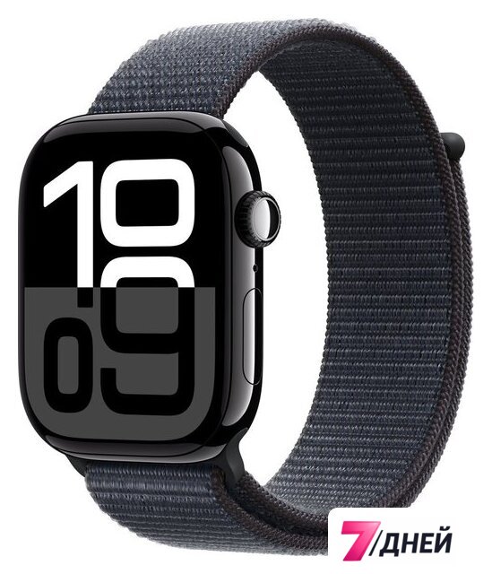 Умные часы Apple Watch Series 10 46 мм (алюминиевый корпус, черный/темно-серый, нейлоновый ремешок) - Изображение №1 — Интернет-магазин 7 дней