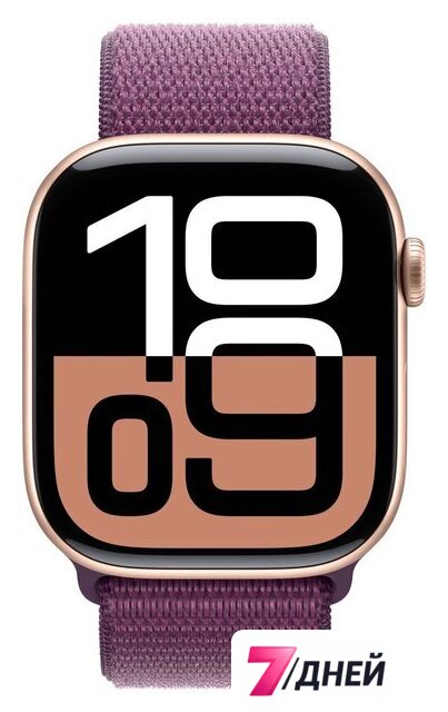 Умные часы Apple Watch Series 10 46 мм (алюминиевый корпус, розовое золото/сливовый, нейлоновый ремешок) - Изображение №2 — Интернет-магазин 7 дней