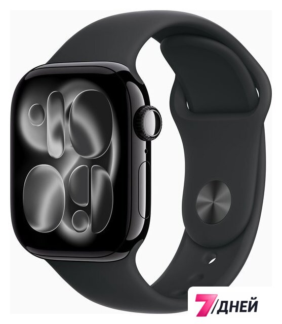 Умные часы Apple Watch Series 11 46 мм (алюминиевый корпус, черный/черный, спортивный силиконовый ремешок M/L) - Изображение №1 — Интернет-магазин 7 дней