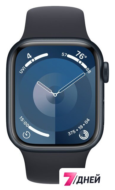Умные часы Apple Watch Series 9 41 мм (алюминиевый корпус, полуночный/полуночный, спортивный силиконовый ремешок S/M) - Изображение №2 — Интернет-магазин 7 дней