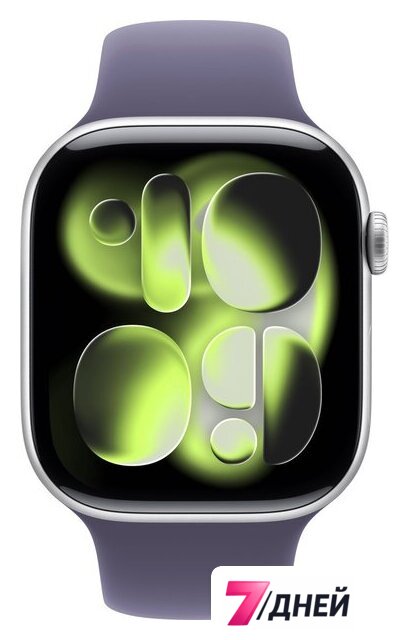 Умные часы Apple Watch Series 11 46 мм (алюминиевый корпус, серебристый/фиолетовый туман, спортивный силиконовый ремешок M/L) - Изображение №2 — Интернет-магазин 7 дней