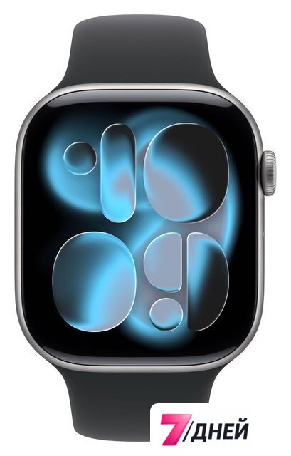 Умные часы Apple Watch Series 11 46 мм (алюминиевый корпус, космический серый/черный, спортивный силиконовый ремешок M/L) - Изображение №2 — Интернет-магазин 7 дней