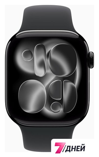Умные часы Apple Watch Series 11 42 мм (алюминиевый корпус, черный/черный, спортивный силиконовый ремешок M/L) - Изображение №2 — Интернет-магазин 7 дней