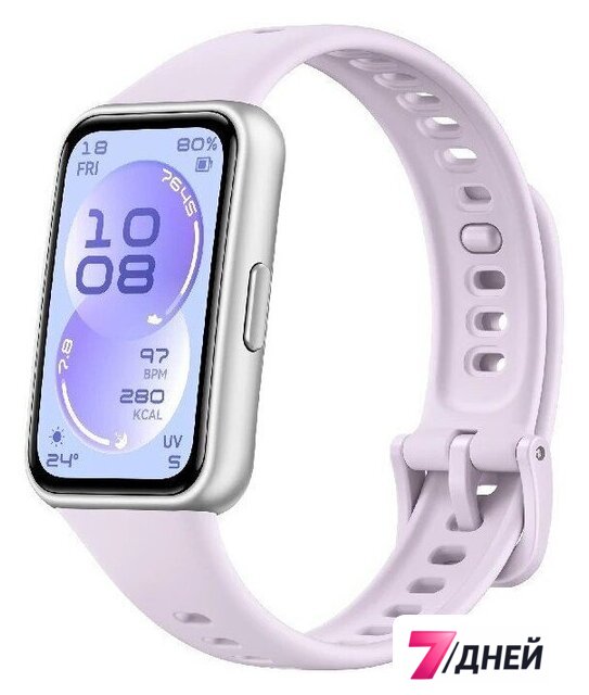Фитнес-браслет Huawei Band 11 (серебристый полимерный корпус, с сиреневым силиконовым ремешком, международная версия) - Изображение №1 — Интернет-магазин 7 дней