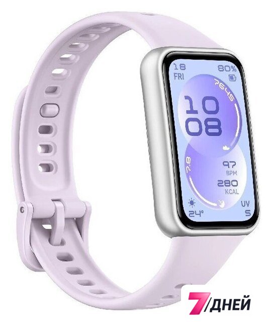 Фитнес-браслет Huawei Band 11 (серебристый полимерный корпус, с сиреневым силиконовым ремешком, международная версия) - Изображение №4 — Интернет-магазин 7 дней