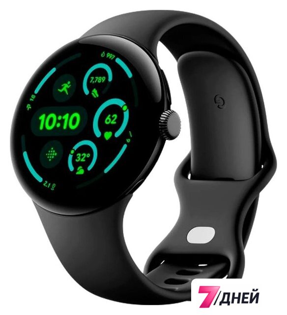 Умные часы Google Pixel Watch 3 LTE 45 мм (черный матовый/обсидиан, спортивный силиконовый ремешок) - Изображение №1 — Интернет-магазин 7 дней