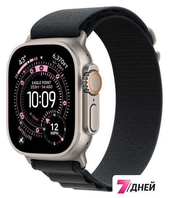 Умные часы Apple Watch Ultra 3 LTE 49 мм (титановый корпус, природный/черный, текстильный ремешок размера M) - Изображение №1 — Интернет-магазин 7 дней