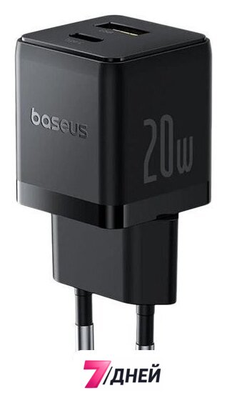 Сетевое зарядное Baseus Palm Fast Charger C+U 20W EU P10111608113-00 (черный) - Изображение №1 — Интернет-магазин 7 дней