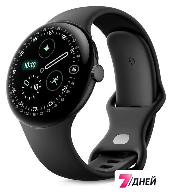 Умные часы Google Pixel Watch 4 LTE 45 мм (черный матовый/обсидиан, спортивный силиконовый ремешок) - Изображение №1 — Интернет-магазин 7 дней