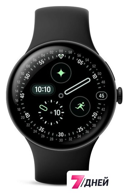 Умные часы Google Pixel Watch 4 LTE 45 мм (черный матовый/обсидиан, спортивный силиконовый ремешок) - Изображение №2 — Интернет-магазин 7 дней