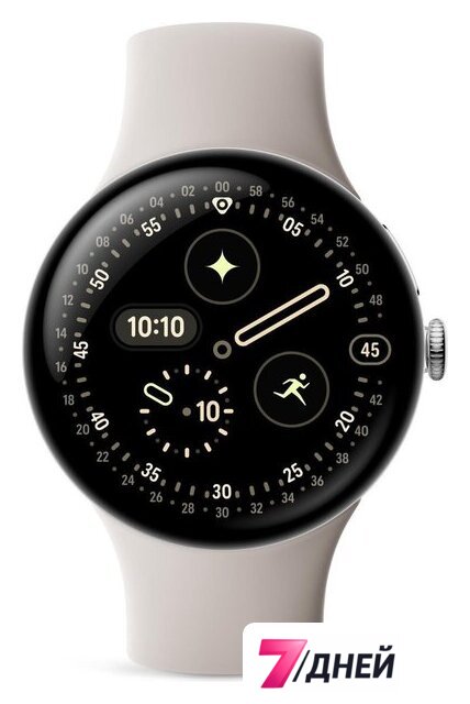 Умные часы Google Pixel Watch 4 45 мм (глянцевый серебристый/фарфор, спортивный силиконовый ремешок) - Изображение №3 — Интернет-магазин 7 дней