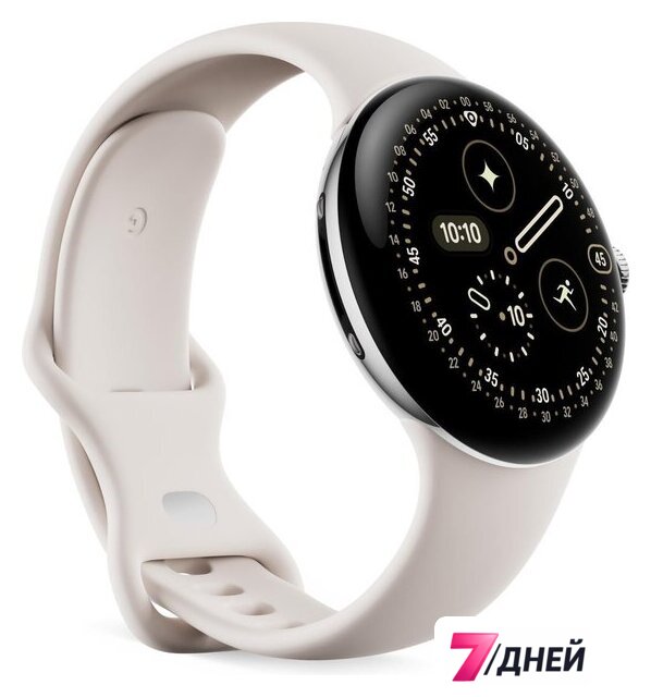 Умные часы Google Pixel Watch 4 45 мм (глянцевый серебристый/фарфор, спортивный силиконовый ремешок) - Изображение №2 — Интернет-магазин 7 дней