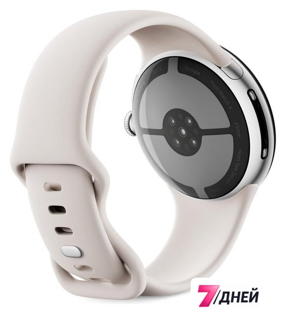 Умные часы Google Pixel Watch 4 45 мм (глянцевый серебристый/фарфор, спортивный силиконовый ремешок) - Изображение №5 — Интернет-магазин 7 дней