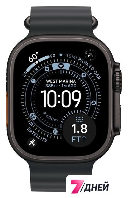 Умные часы Apple Watch Ultra 3 LTE 49 мм (титановый корпус, черный/черный, ремешок из эластомера) - Изображение №2 — Интернет-магазин 7 дней