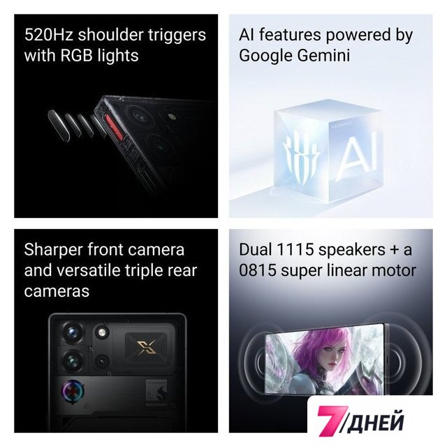 Телефон Nubia RedMagic 10S Pro NX789J 24GB/1TB международная версия (сумерки) - Изображение №9 — Интернет-магазин 7 дней