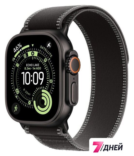 Умные часы Apple Watch Ultra 3 LTE 49 мм (титановый корпус, черный/черный, нейлоновый ремешок размера S/M) - Изображение №1 — Интернет-магазин 7 дней