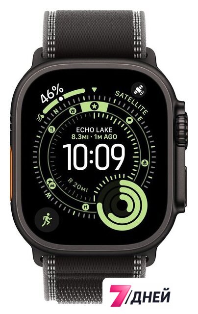 Умные часы Apple Watch Ultra 3 LTE 49 мм (титановый корпус, черный/черный, нейлоновый ремешок размера S/M) - Изображение №2 — Интернет-магазин 7 дней