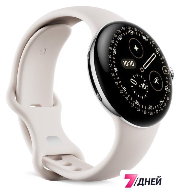 Умные часы Google Pixel Watch 4 41 мм (глянцевый серебристый/фарфор, спортивный силиконовый ремешок) - Изображение №2 — Интернет-магазин 7 дней