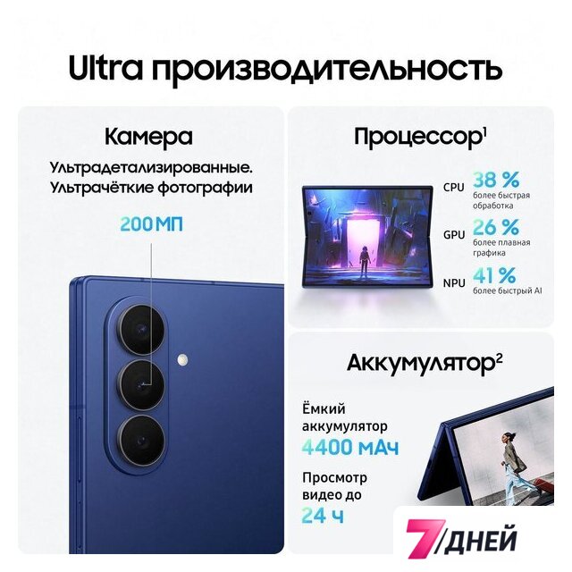 Телефон Samsung Galaxy Z Fold7 SM-F966B/DS 12GB/512GB (синий) - Изображение №14 — Интернет-магазин 7 дней