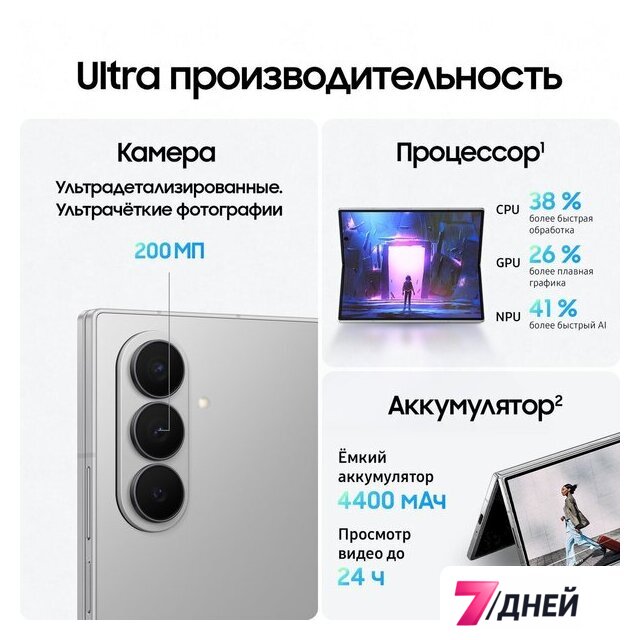 Телефон Samsung Galaxy Z Fold7 SM-F966B/DS 12GB/256GB (серебристый) - Изображение №14 — Интернет-магазин 7 дней
