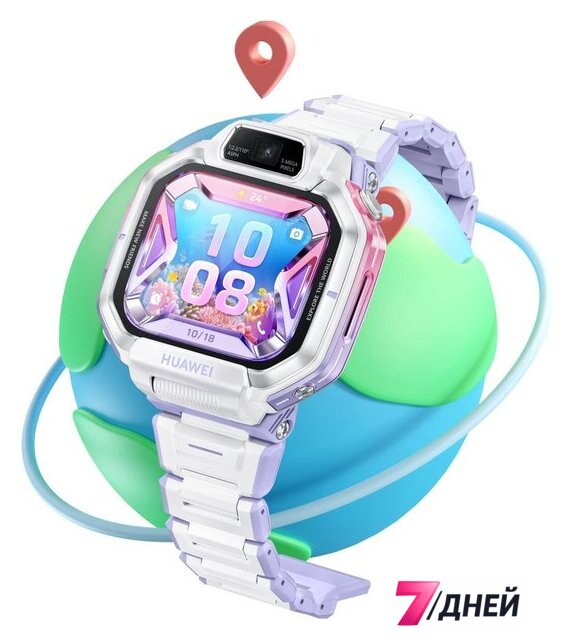 Детские умные часы Huawei Watch Kids X1 Pro (серебристый, с сиреневым ремешком, международная версия) - Изображение №9 — Интернет-магазин 7 дней