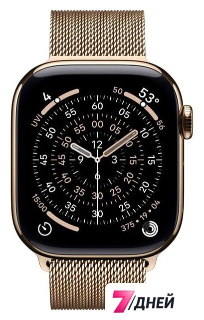 Умные часы Apple Watch Series 11 LTE 42 мм (титановый корпус, золотистый/золотистый, миланская петля) - Изображение №2 — Интернет-магазин 7 дней