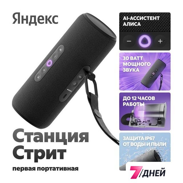 Умная колонка Яндекс Станция Стрит (черный) - Изображение №6 — Интернет-магазин 7 дней