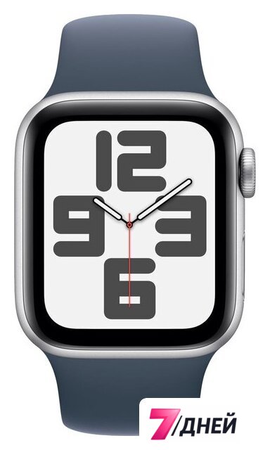 Умные часы Apple Watch SE 2 40 мм (алюминиевый корпус, серебристый/грозовой синий, спортивный силиконовый ремешок S/M) - Изображение №2 — Интернет-магазин 7 дней