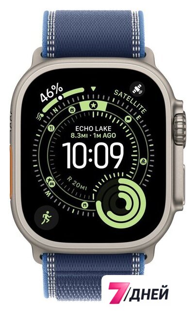 Умные часы Apple Watch Ultra 3 LTE 49 мм (титановый корпус, природный/синий, нейлоновый ремешок размера M/L) - Изображение №2 — Интернет-магазин 7 дней