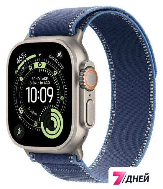 Умные часы Apple Watch Ultra 3 LTE 49 мм (титановый корпус, природный/синий, нейлоновый ремешок размера M/L) - Изображение №1 — Интернет-магазин 7 дней