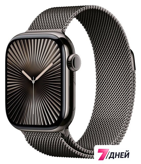 Умные часы Apple Watch Series 10 LTE 46 мм (титановый корпус, сланец/сланец, миланская петля M/L) - Изображение №1 — Интернет-магазин 7 дней