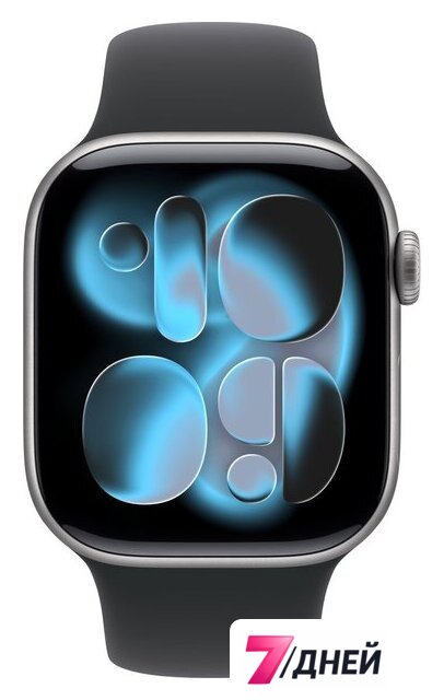 Умные часы Apple Watch Series 11 42 мм (алюминиевый корпус, космический серый/черный, спортивный силиконовый ремешок S/M) - Изображение №2 — Интернет-магазин 7 дней