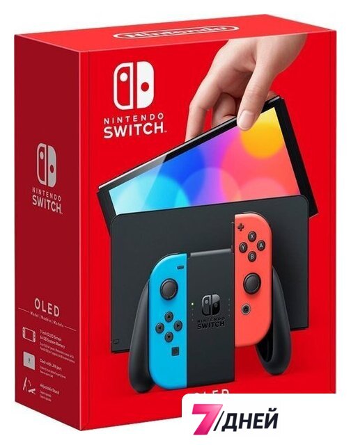 Игровая приставка Nintendo Switch OLED (черный, с неоновыми Joy-Con) - Изображение №1 — Интернет-магазин 7 дней
