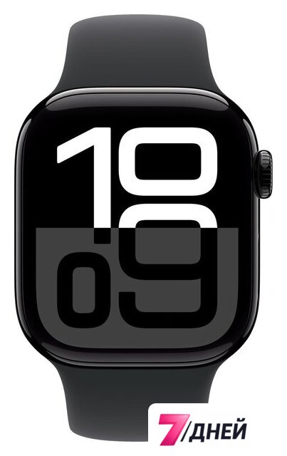 Умные часы Apple Watch Series 10 42 мм (алюминиевый корпус, черный/черный, спортивный силиконовый ремешок S/M) - Изображение №2 — Интернет-магазин 7 дней