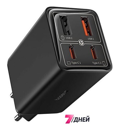 Сетевое зарядное Baseus GaN6 Pro Fast Charger 2C+2U 65W P10162701113-00 (черный) - Изображение №1 — Интернет-магазин 7 дней