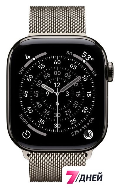 Умные часы Apple Watch Series 11 LTE 46 мм (титановый корпус, природный/природный, миланская петля S/M) - Изображение №2 — Интернет-магазин 7 дней